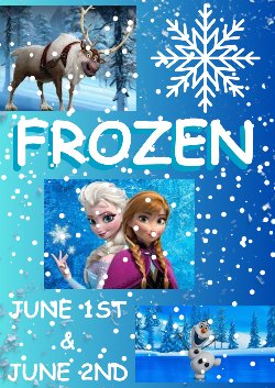 cartoon Reindeer and large snowflakes